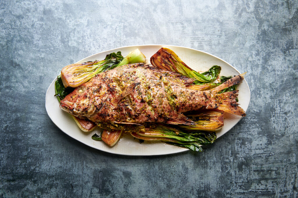 Roasted Whole Snapper over Braised Bok Choy image