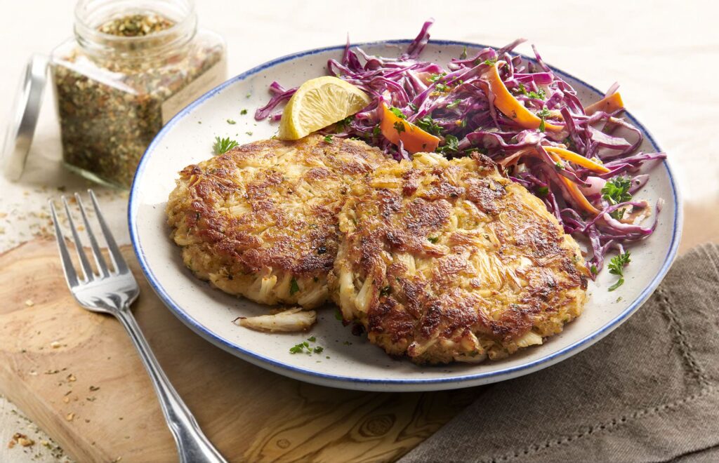 Crab Cakes with Citrusy Slaw image