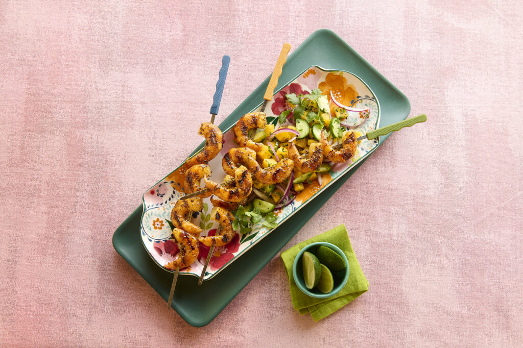 Jerk Shrimp over Pineapple Slaw image